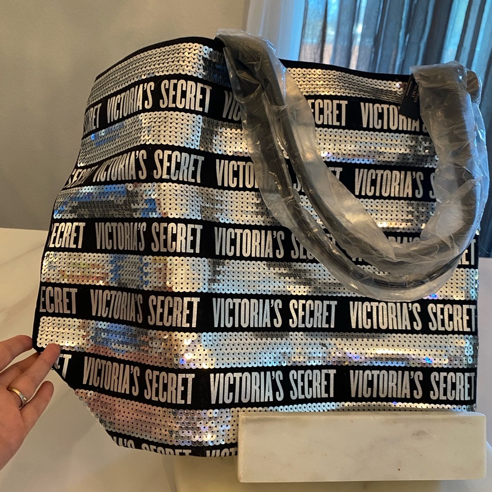 Victoria's Secret Silver Sequin Tote Bag